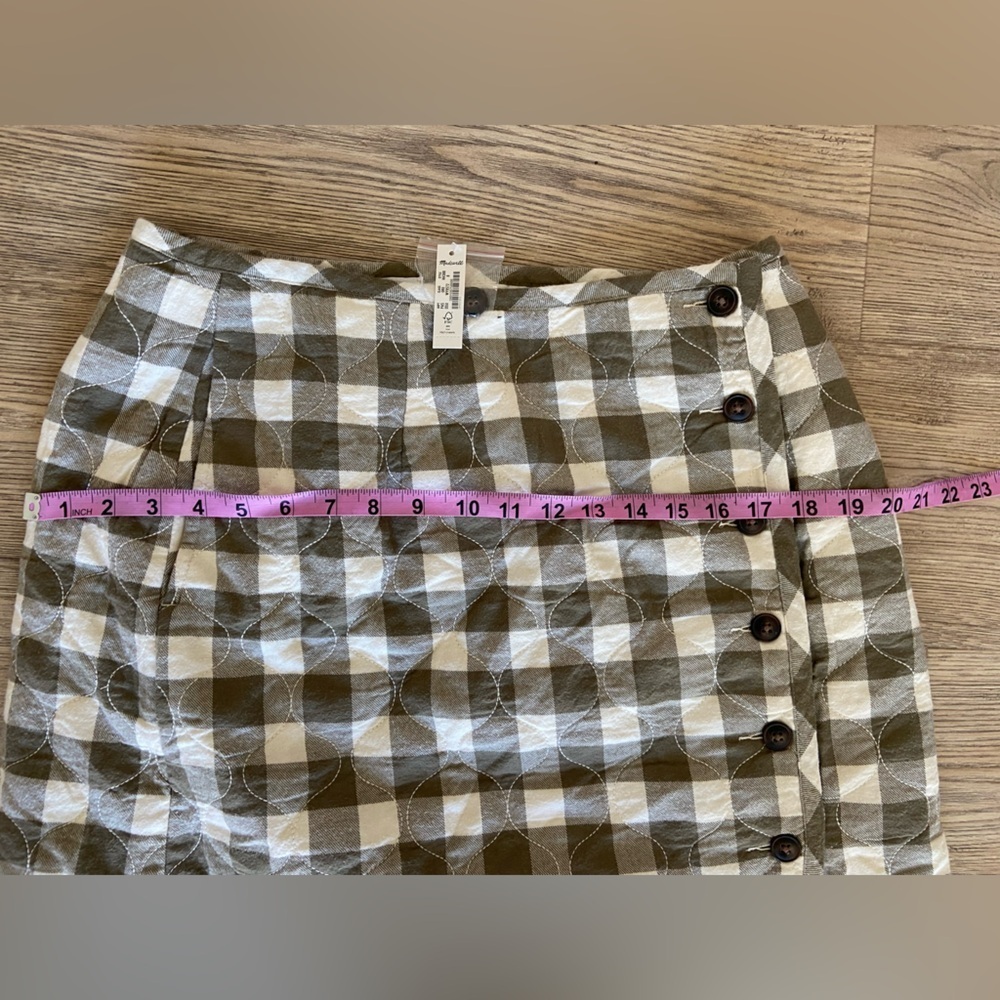 Madewell Curvy Quilted Flannel Mini Skirt in Gingham Check NWT Women’s Size 8 - Picture 12 of 12